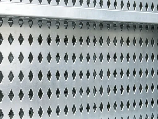 Diamond perforated metal panels for shelving uses
