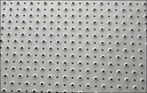 1 1/2" diameter dimpled hole perforated sheet in 1/4" aluminum for trucks