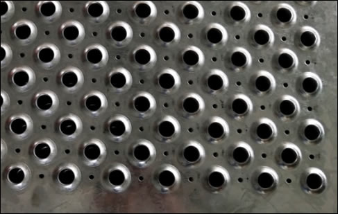 Mild steel dimple perforated plate for platform decks