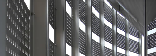Stainless steel screen perforated facade cladding panels