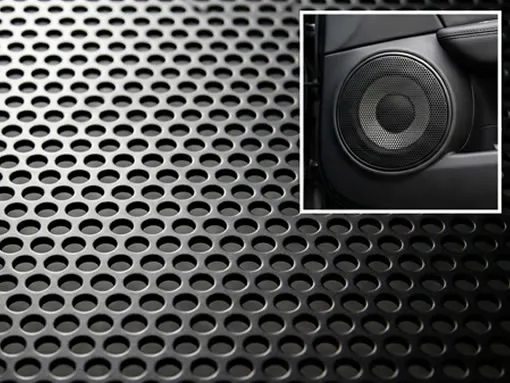 Punched metal speaker grill black finish