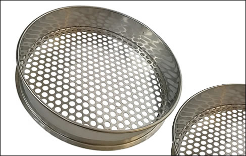 SAE 316 perforated stainless steel test sieves 300mm diameter x 50mm x 15mm